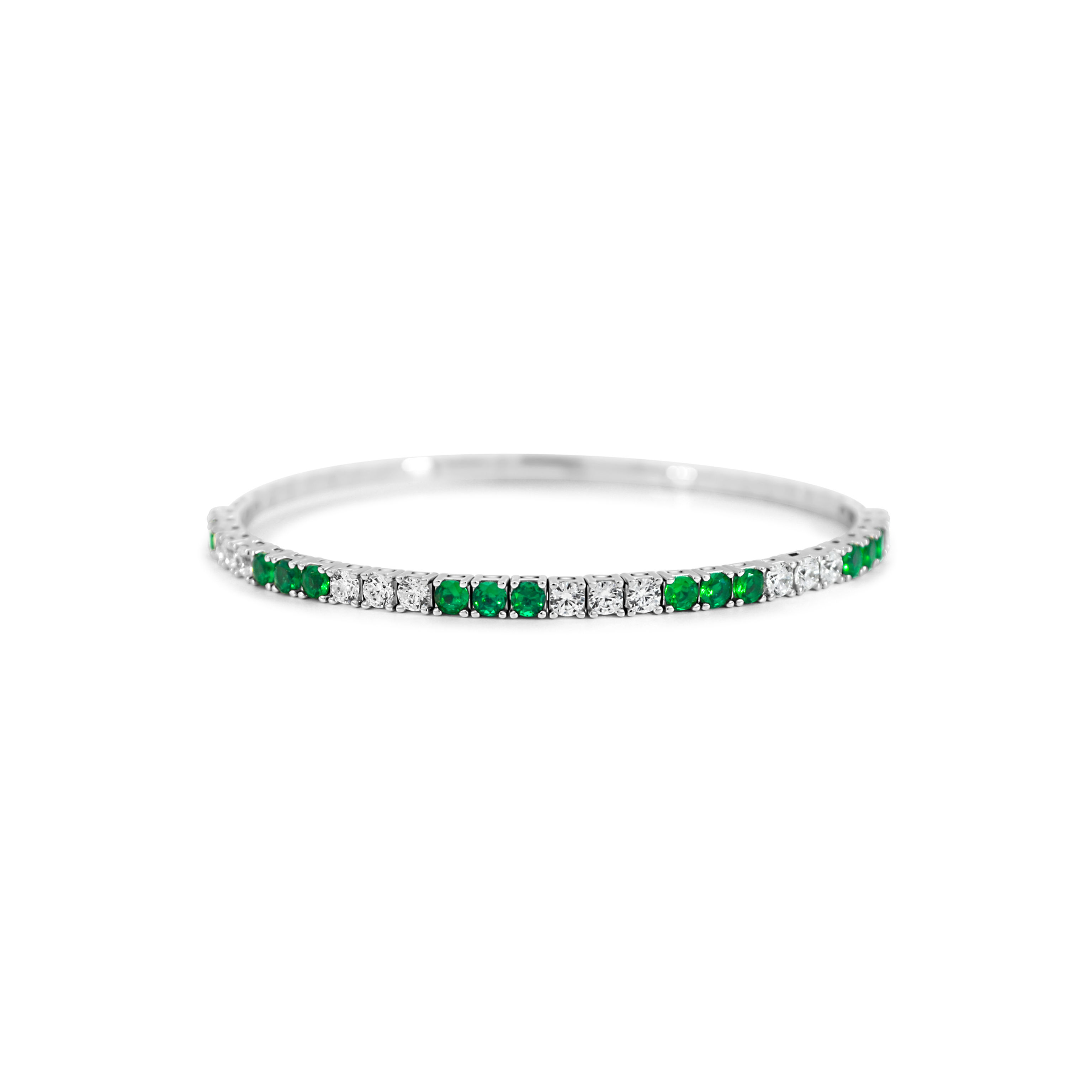 Emerald Green & White Flexi CZ Bangle