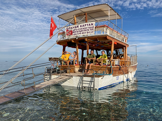 Boat ride at Olympos Beach, Turkey Climbing Retreat