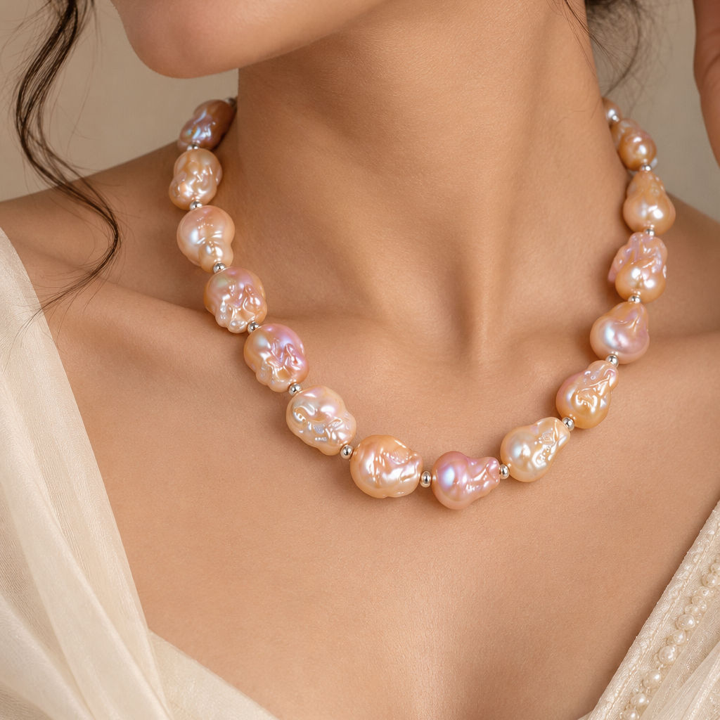 Peach Baroque Pearl Strand