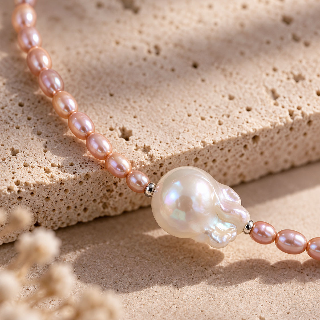 Purple Oval Pearl Choker with Baroque Centre