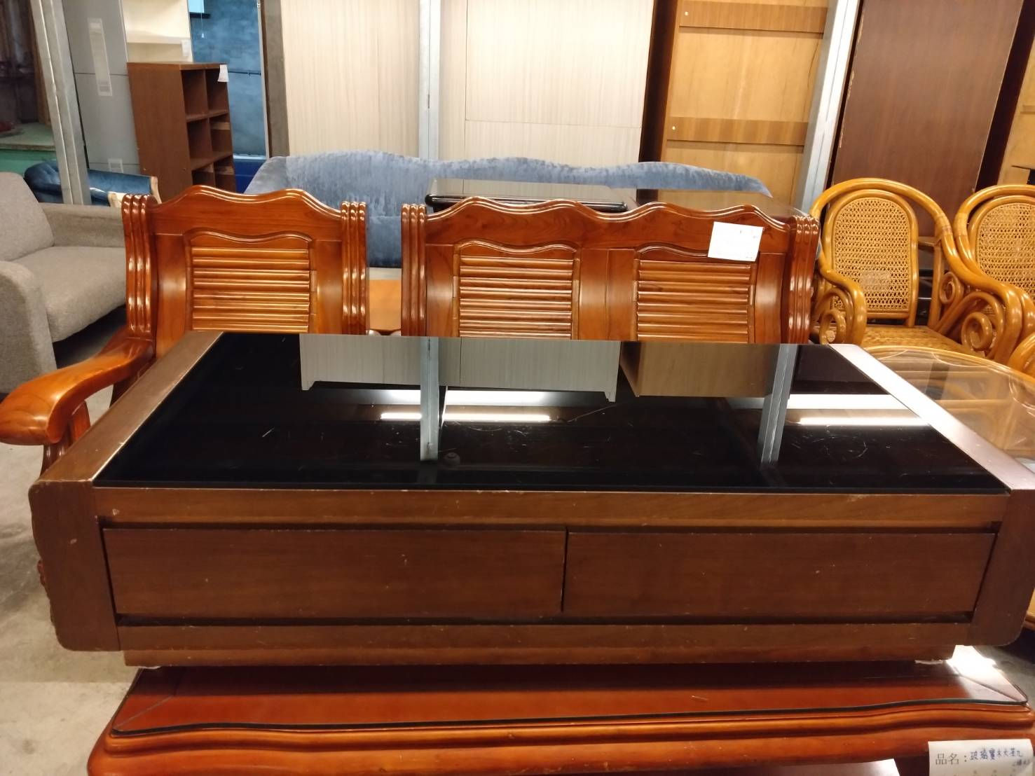 黑玻璃大茶几 A114070803