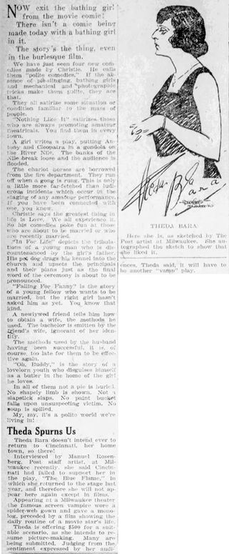 Bertha Kalich, Yiddish theater, Manuel Rosenberg, silent film, actress, Cincinnati Post