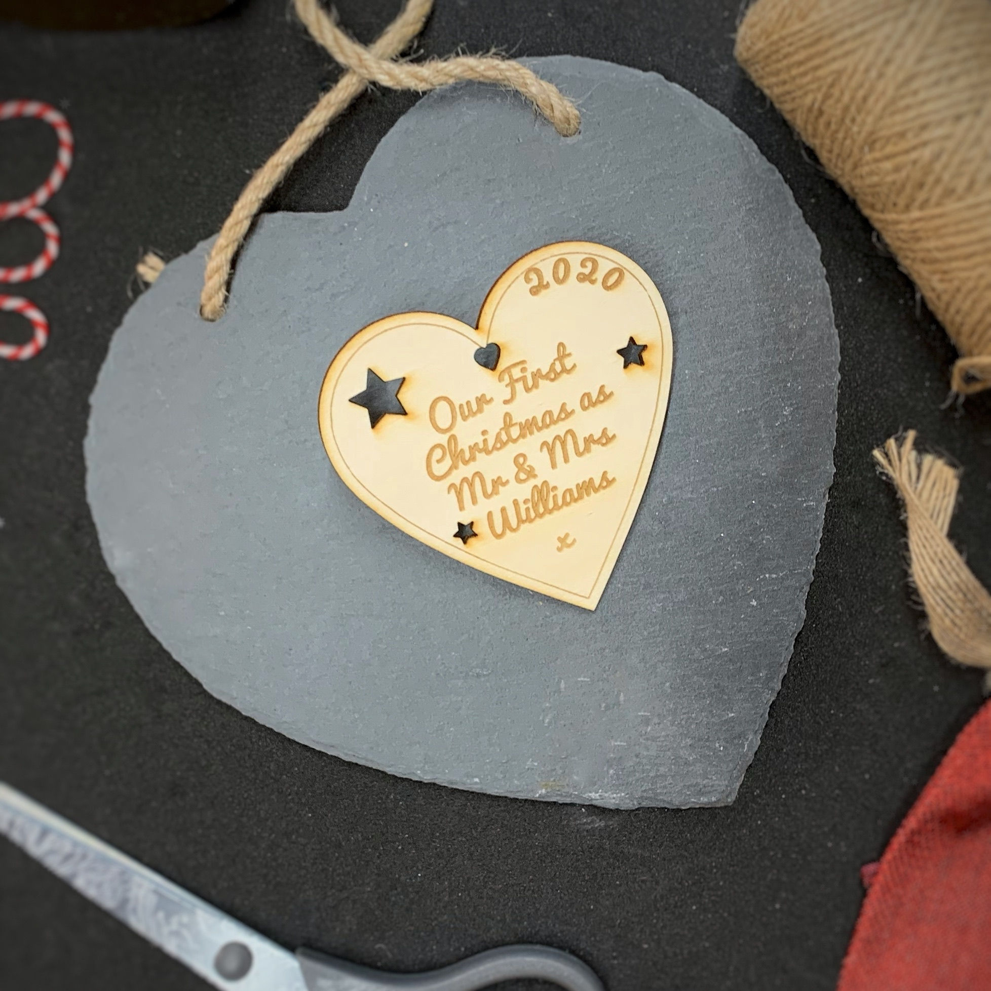 Personalised First Christmas as Mr & Mrs Bauble -Heart or Circle