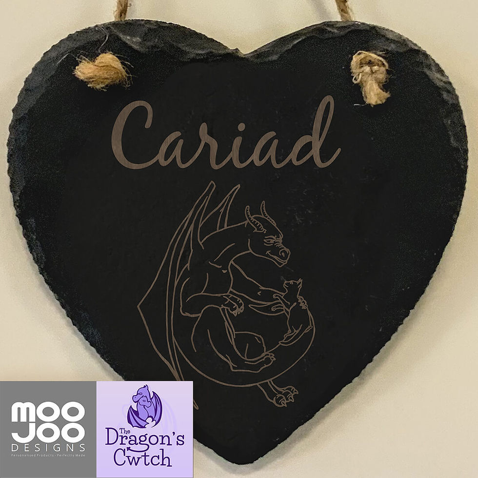 Thumbnail: 'Space Friends' Dragon and Cat Design on Slate Heart
