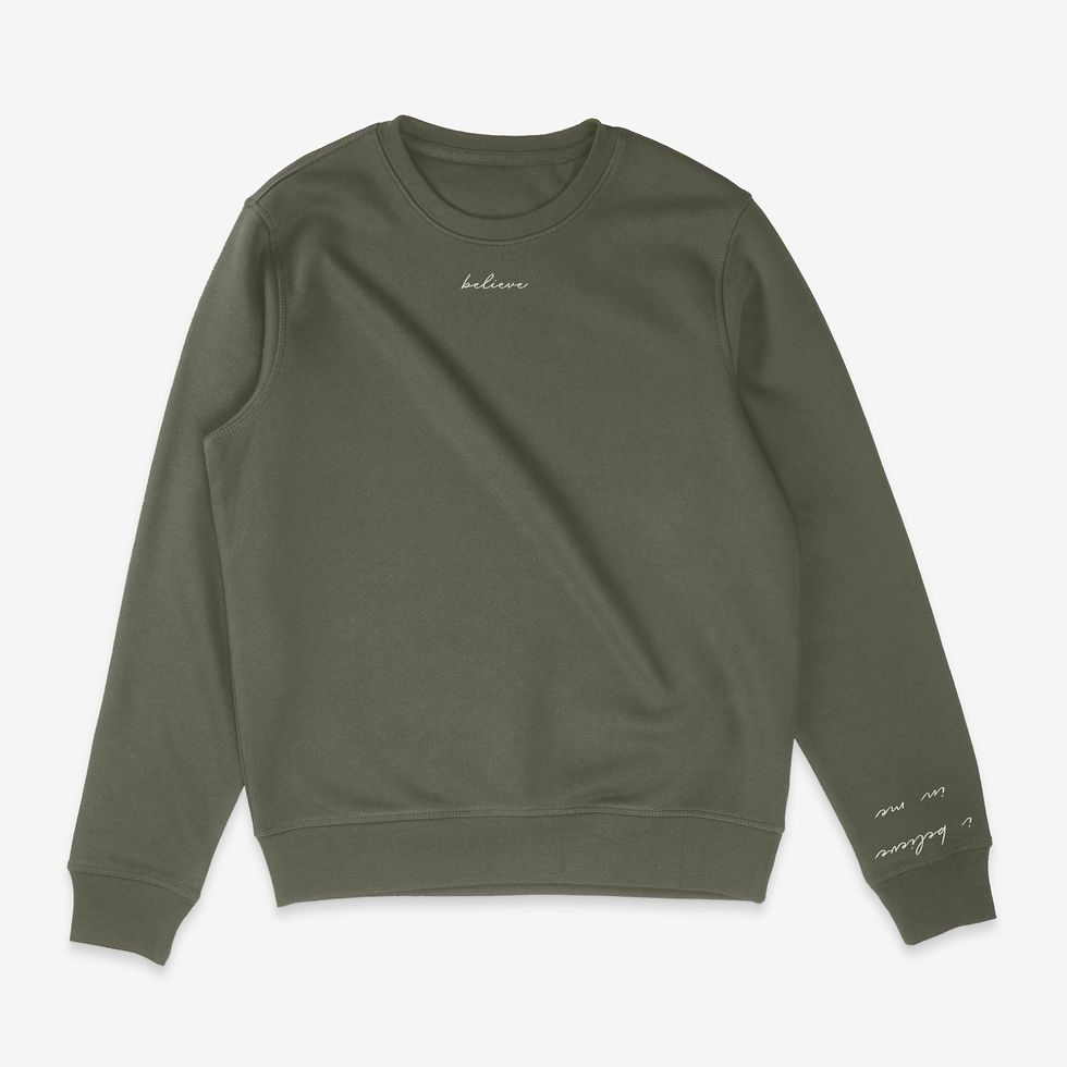 Thumbnail: Khaki Green, Believe Affirmation Sweatshirt
