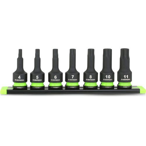 GripEdge IHBM7S, RPT Impact Hex Driver Set - 7 Pc 3/8" Drive Short Metric