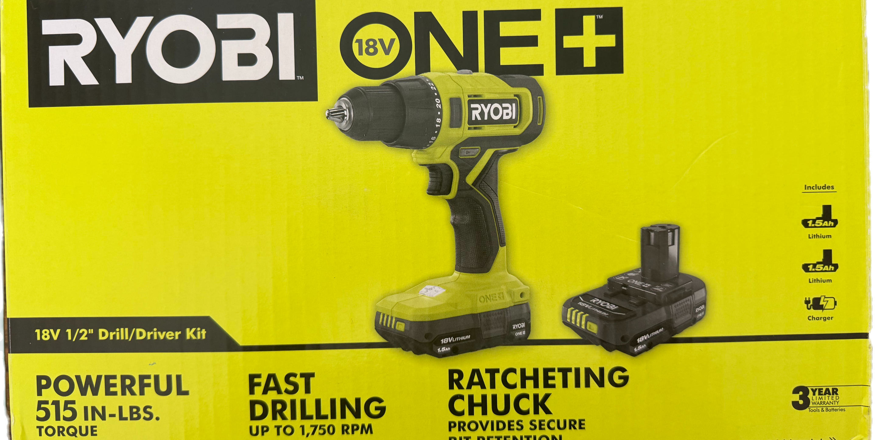 Ryobi PCL206K2, ONE+18V 1/2" Drill/Driver Kit