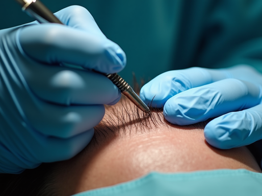     DHI hair transplant procedure showing precise implantation
