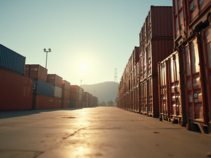 South African fruit export container terminal with crates ready for shipment
