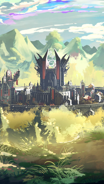 Fantasy Landscape by Alpha Yu Art Illustration, Shinkai Makoto style, Shoba Art, Shoba.art, kidlit, kids comics