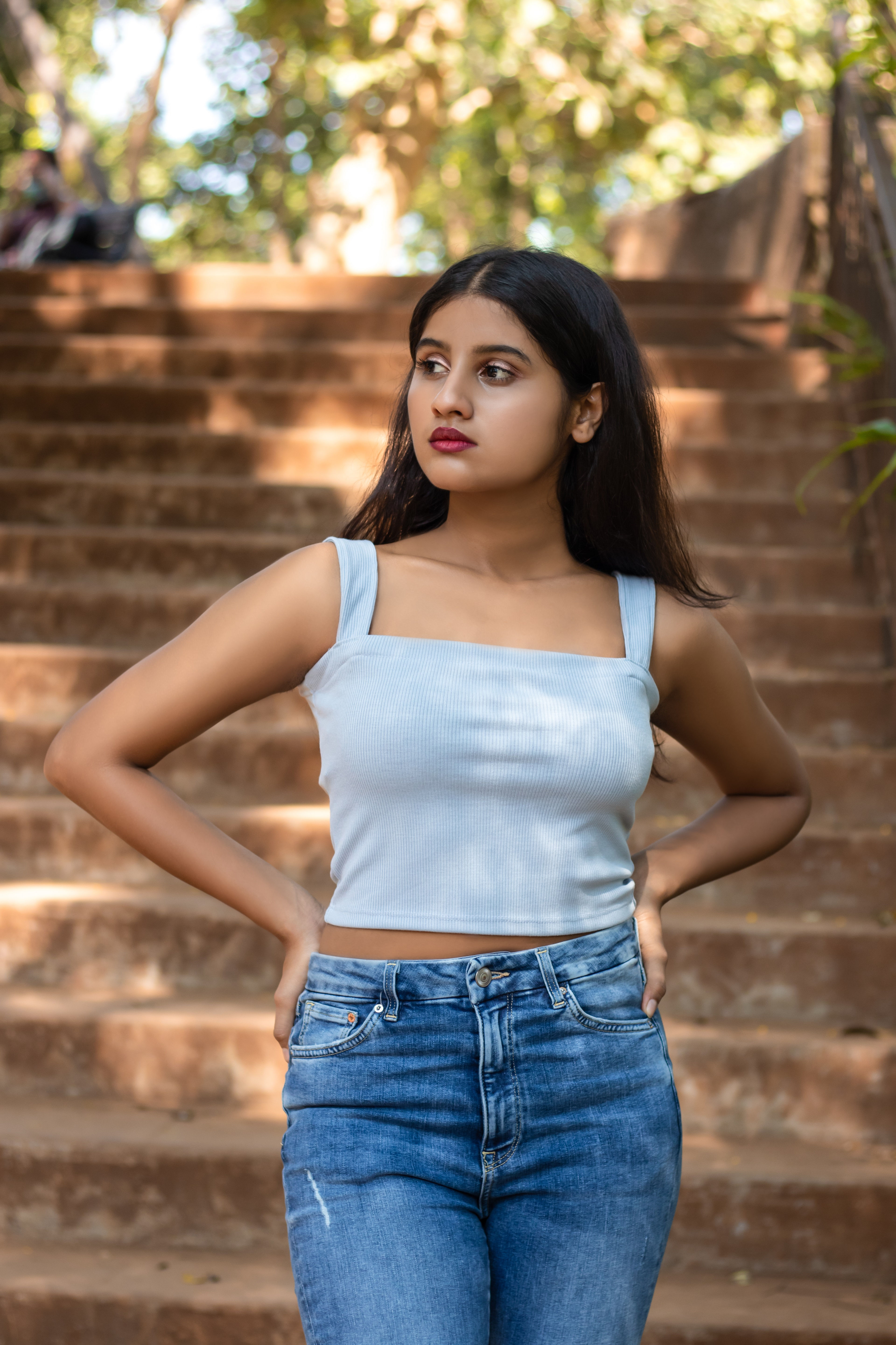 Casual strap sleeves pastel colours crop top.