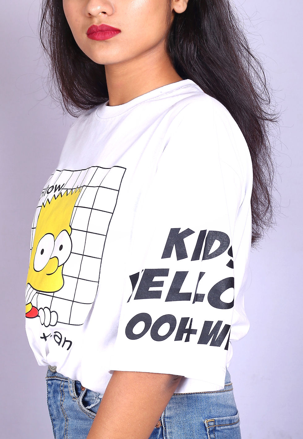 Thumbnail: cartoon simpsons printed white casual tshirt