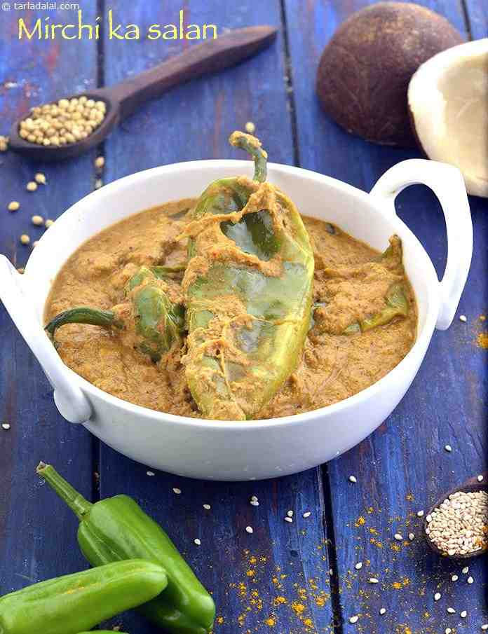 Green Pepper Salan with Plain Pulao