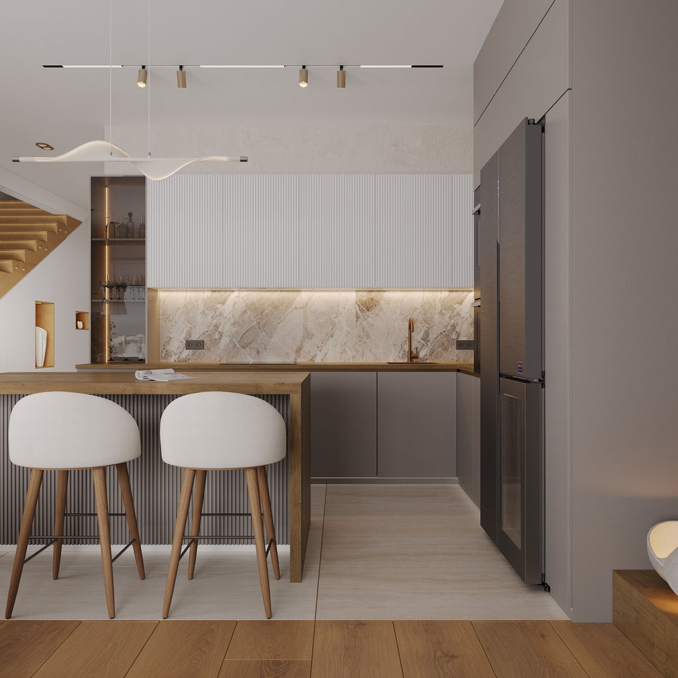 Kitchen with island wood Interior Design in Hertfordshire, Maria Krylova Interior Designer