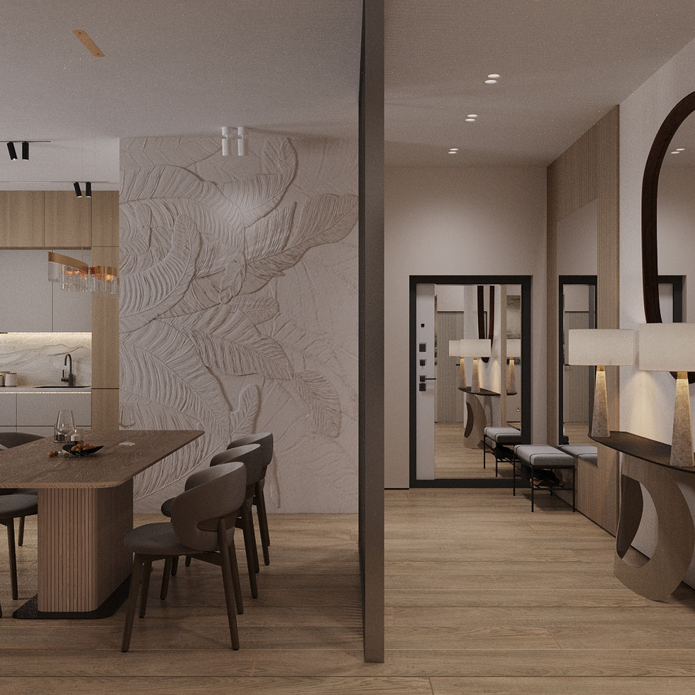 Modern interior with wooden furniture and marble accents. Interior Design London, Maria Krylova Interior Designer