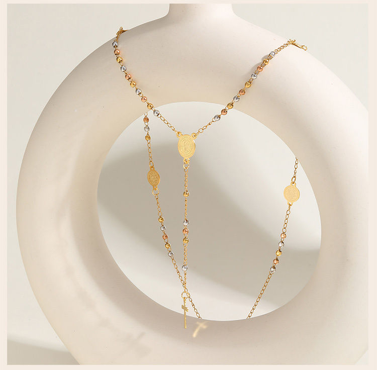 Thumbnail: Beads Rosary Necklace Cross Pendant For Women,virgin Mary St Benedict Y Shape Dr