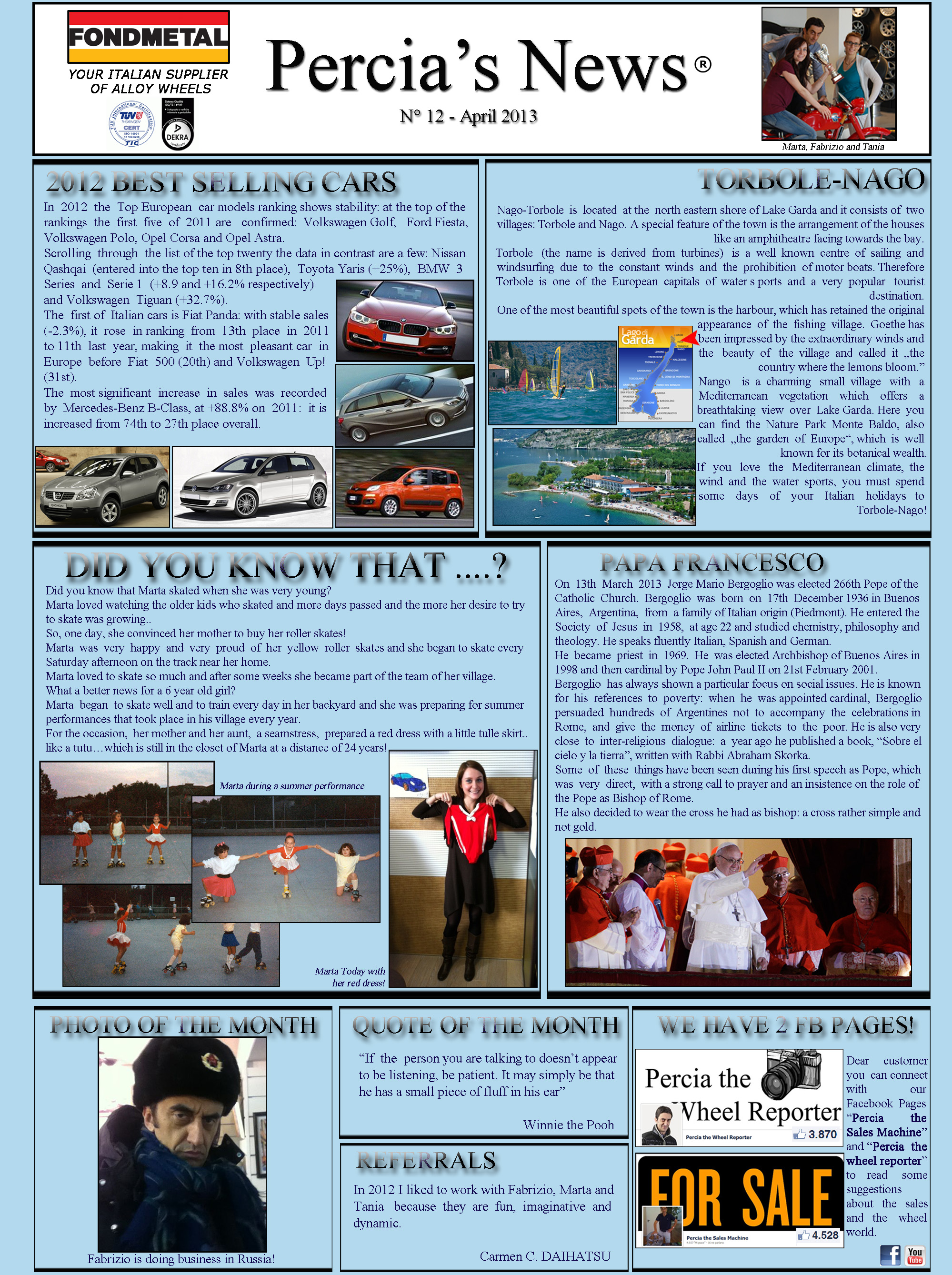 PERCIA'S NEWS APRIL 2013