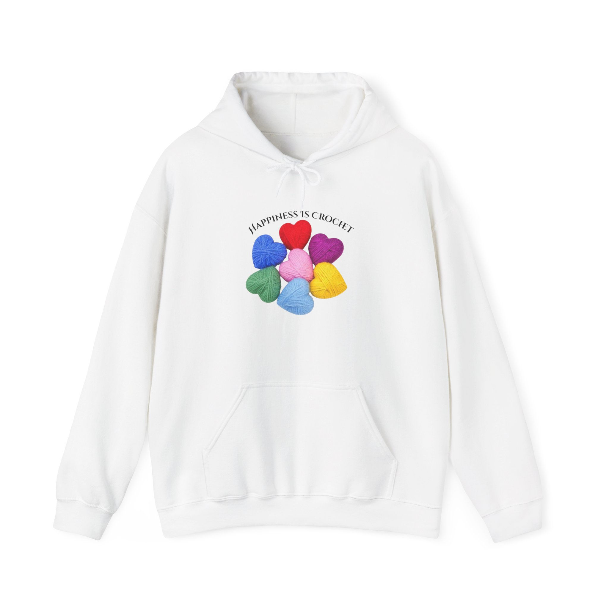 Colorful Heart Bouquet Hoodie | 'Happiness Is Crochet' Graphic Pullover