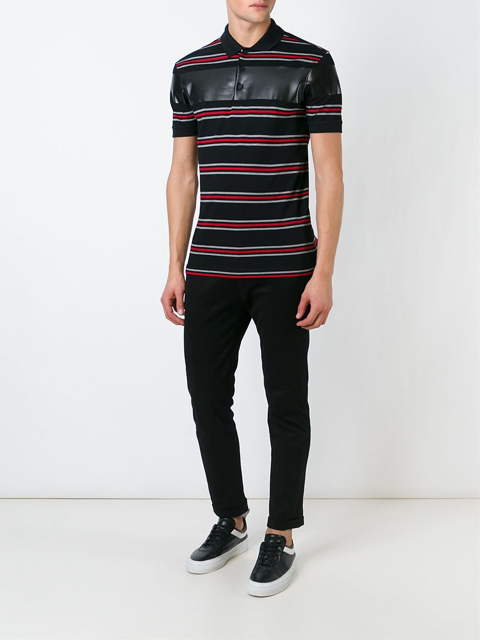 Thumbnail: striped panelled polo shirt