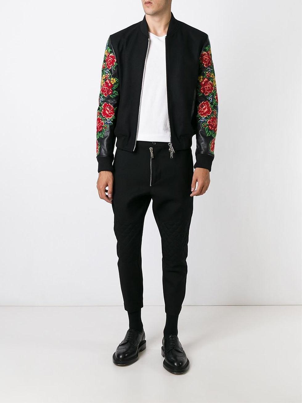 Thumbnail: contrasted sleeve bomber jacket