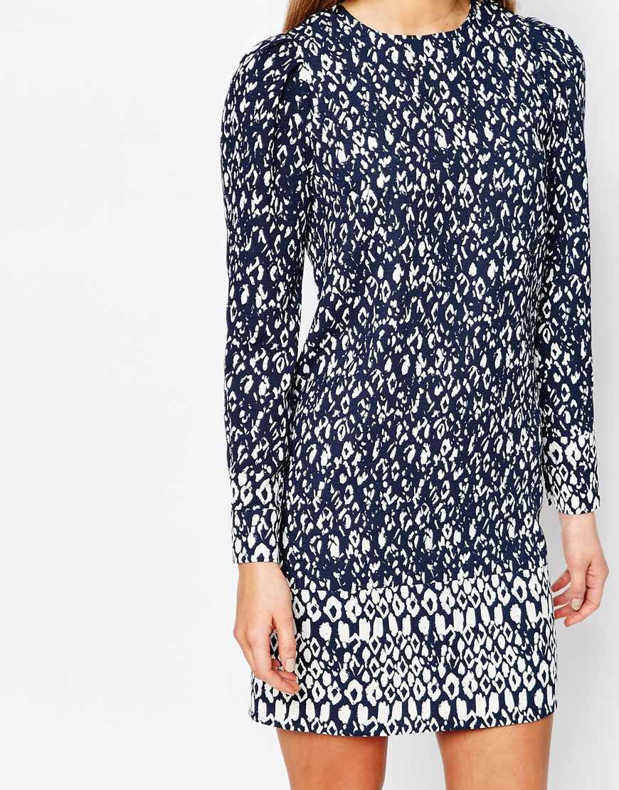 Thumbnail: Warehouse Long Sleeve Printed Shift Dress