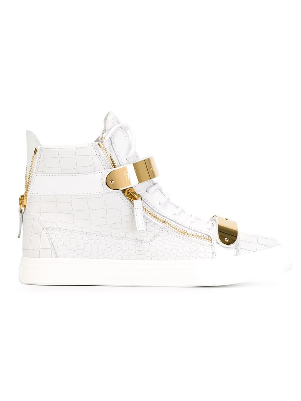 zip detail hi-top sneakers