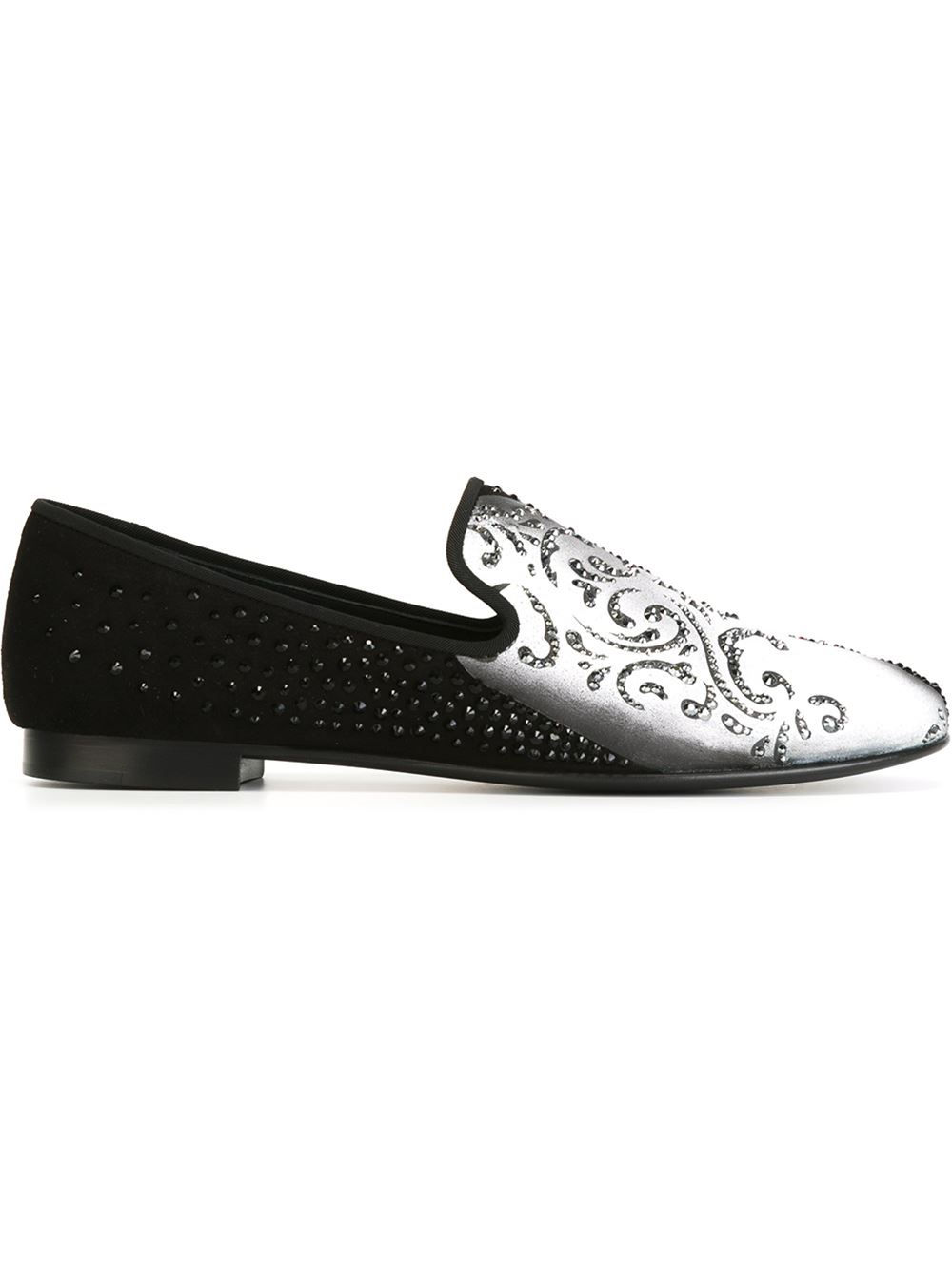 rhinestone embellished loafers