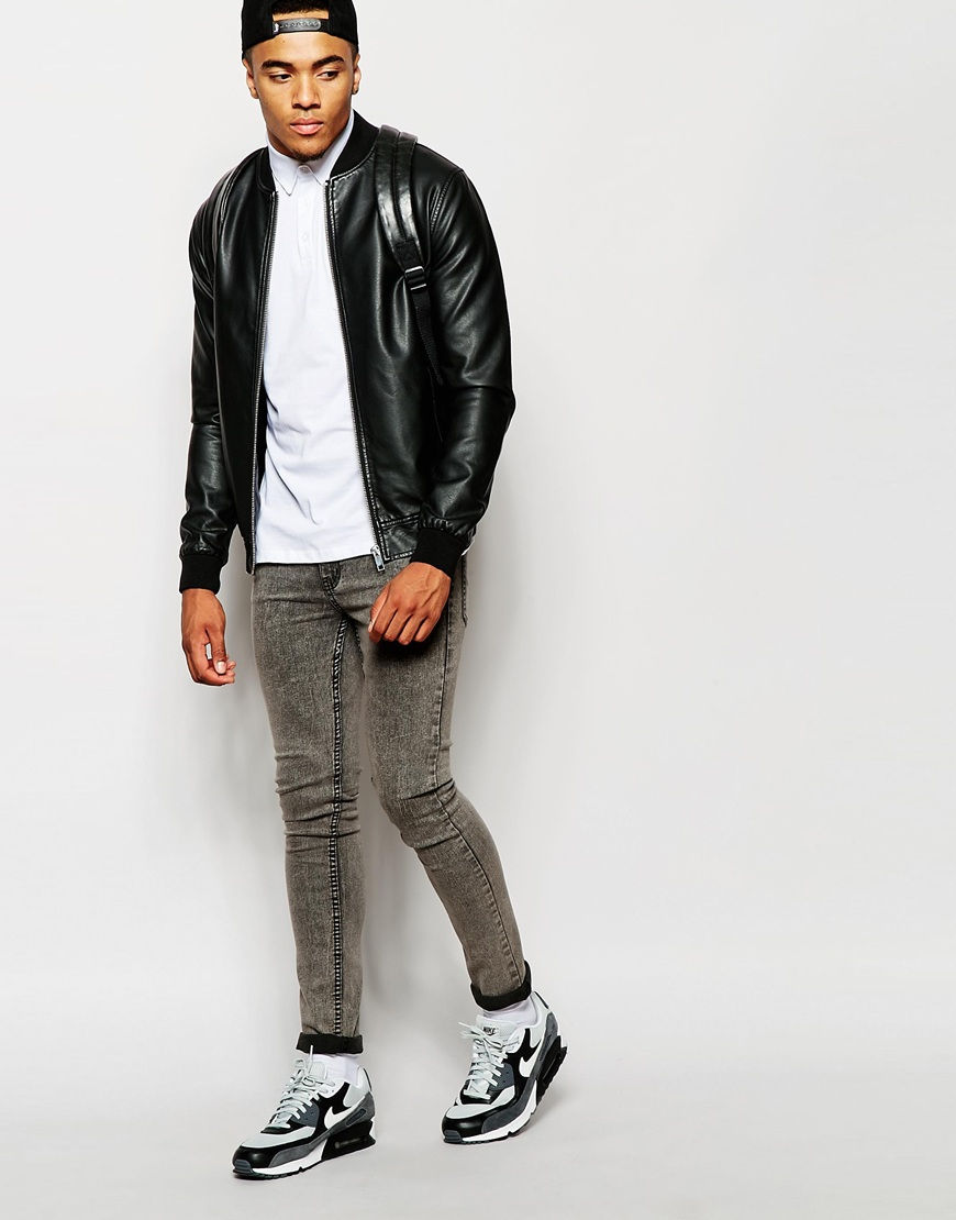 Thumbnail: New Look Faux Leather Bomber Jacket