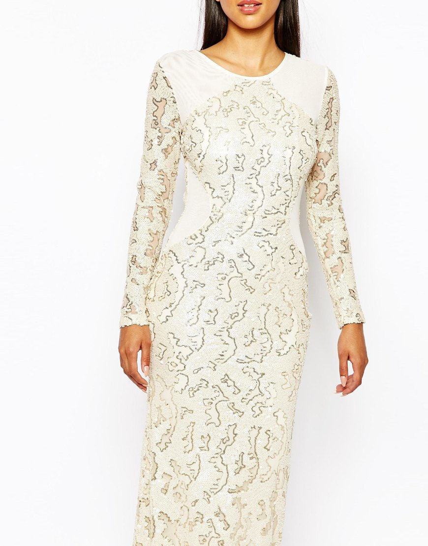 Thumbnail: Club L Patterned Sequin Maxi Dress With Open Back