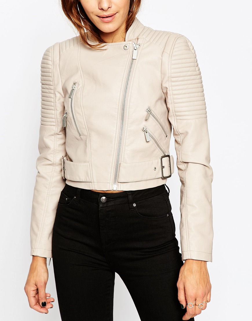 Thumbnail: Cropped Biker Jacket with Side Belt