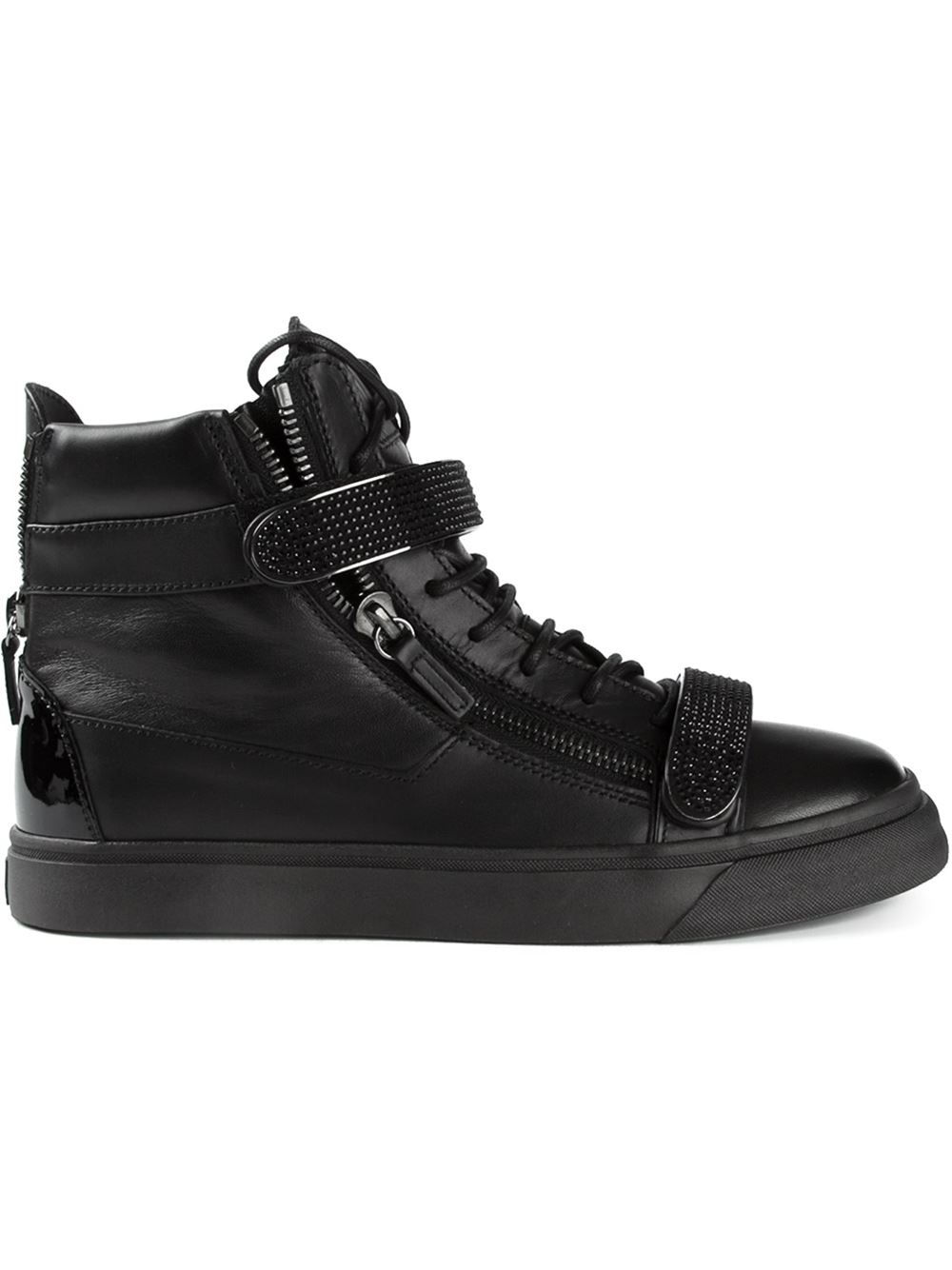 zip detail hi-top sneakers