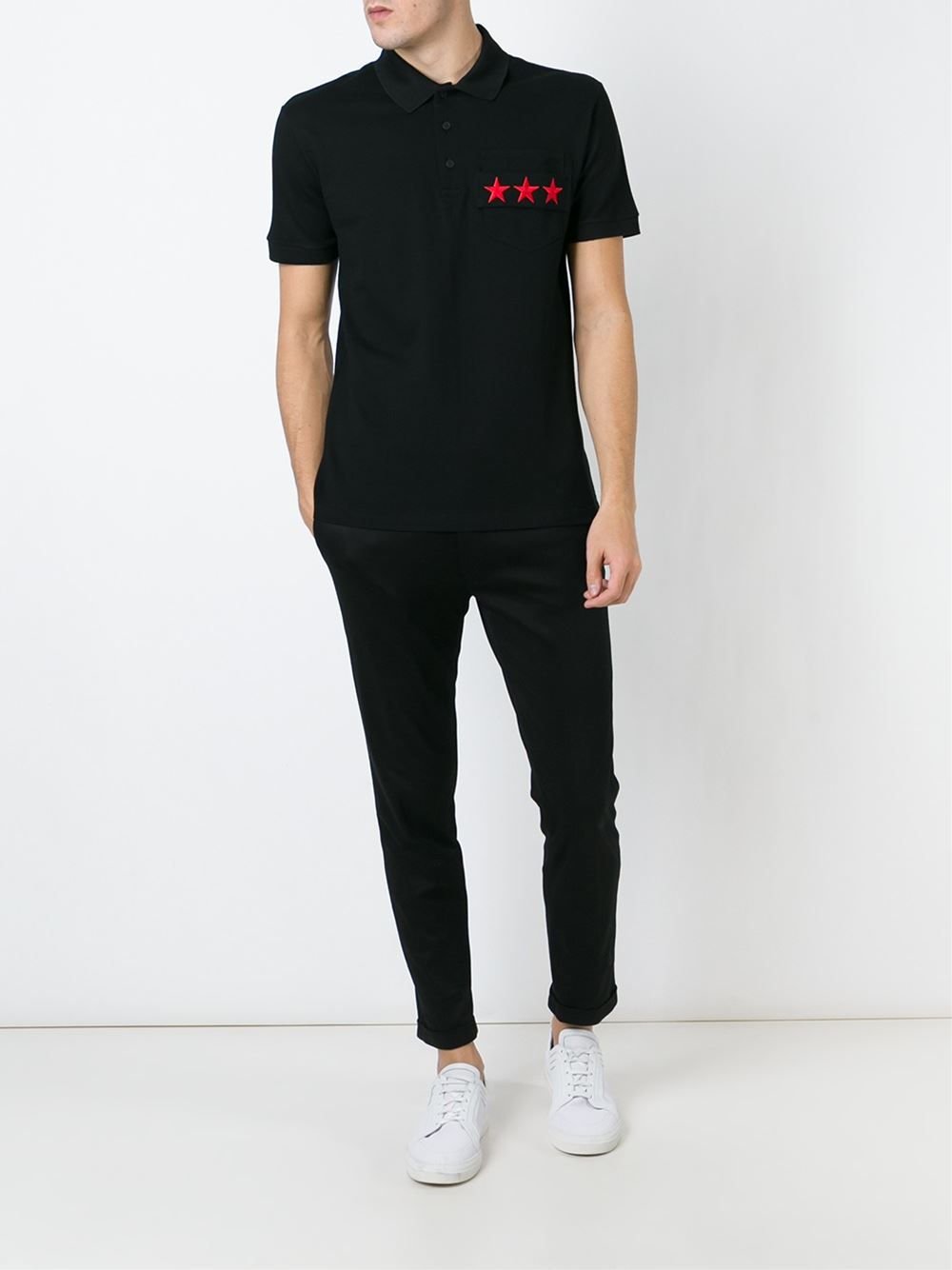 embroidered star polo shirt