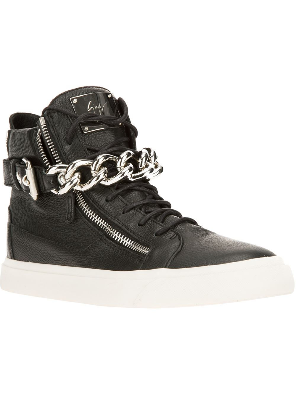 chain detail hi-top sneakers