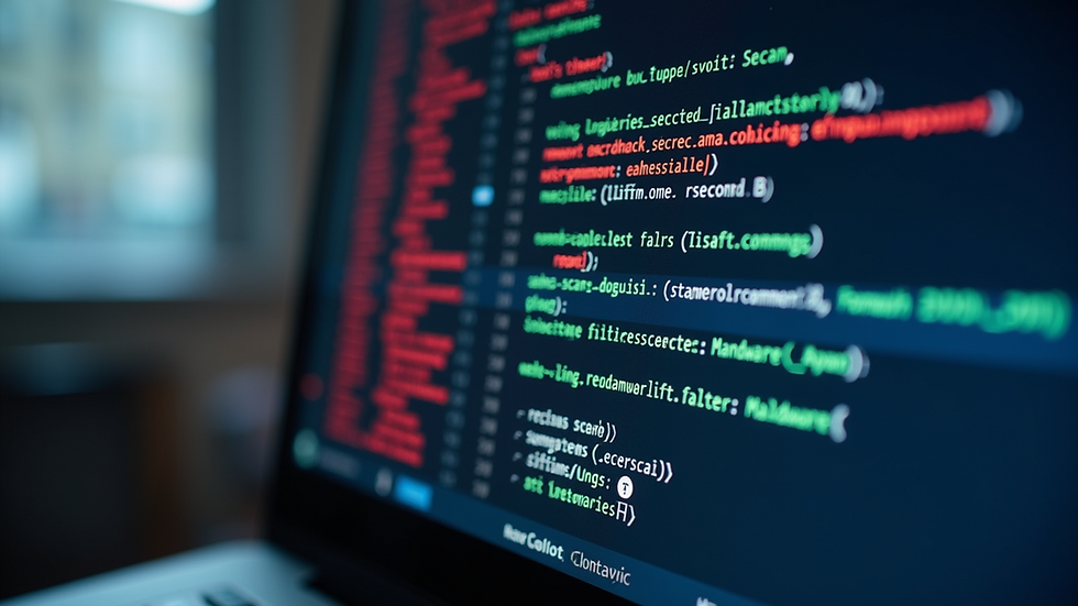 Close-up view of a computer screen showing malware scan results