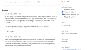 Microsoft 365 Outage Jan. 22nd 2026