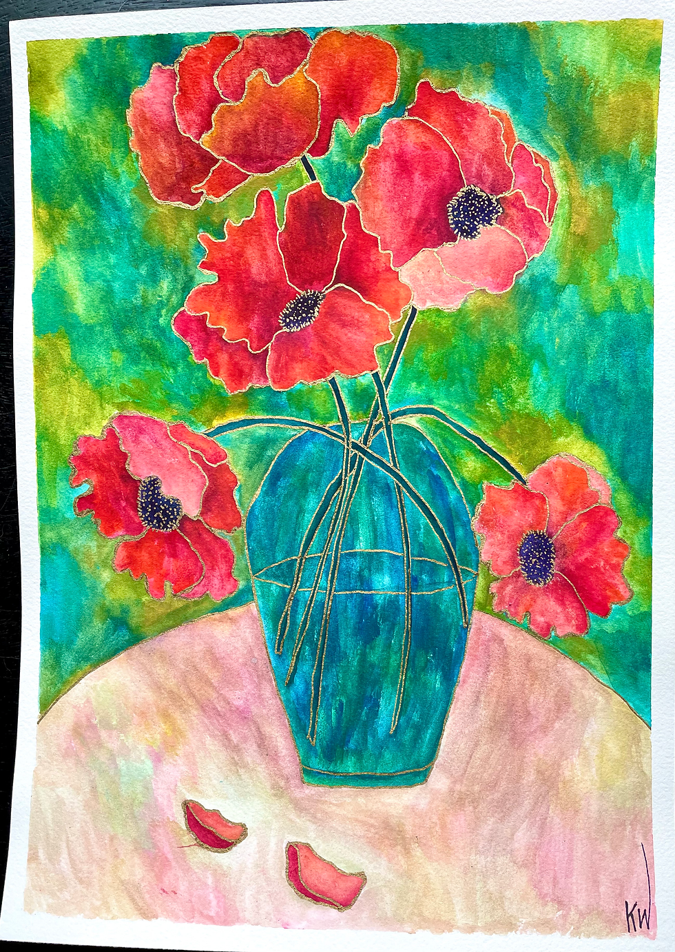 Jewel Poppies in Vase