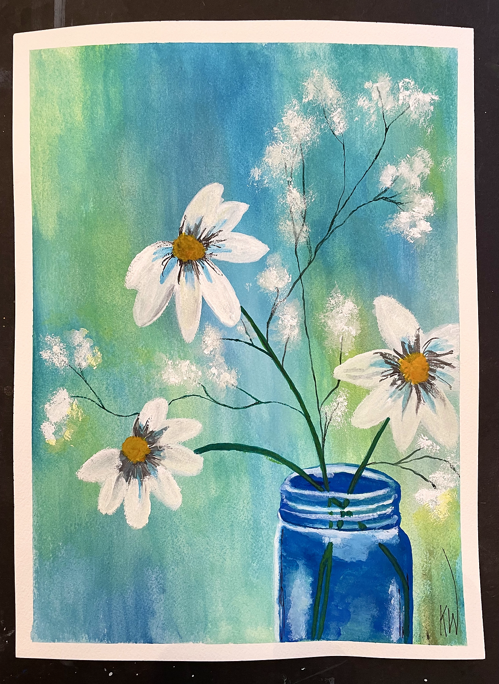 Blue Jar Daisies