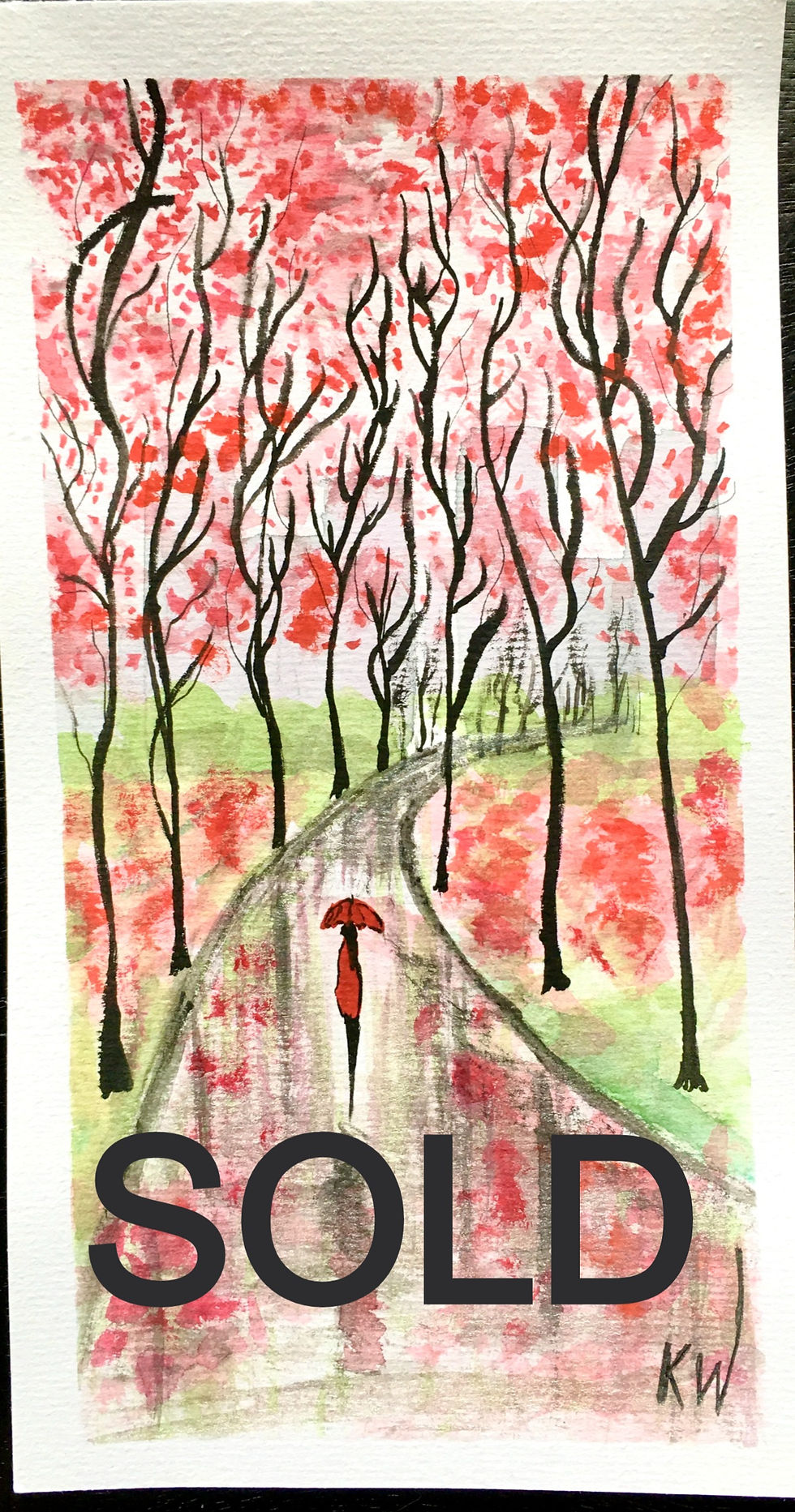 Spring Walk, Lady In Red