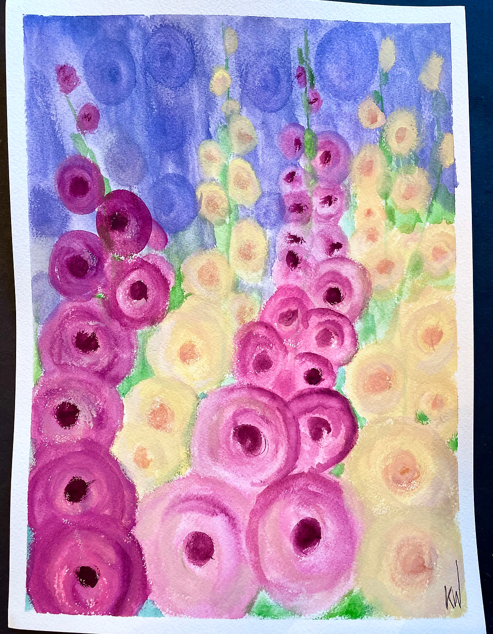Pastel Hollyhocks