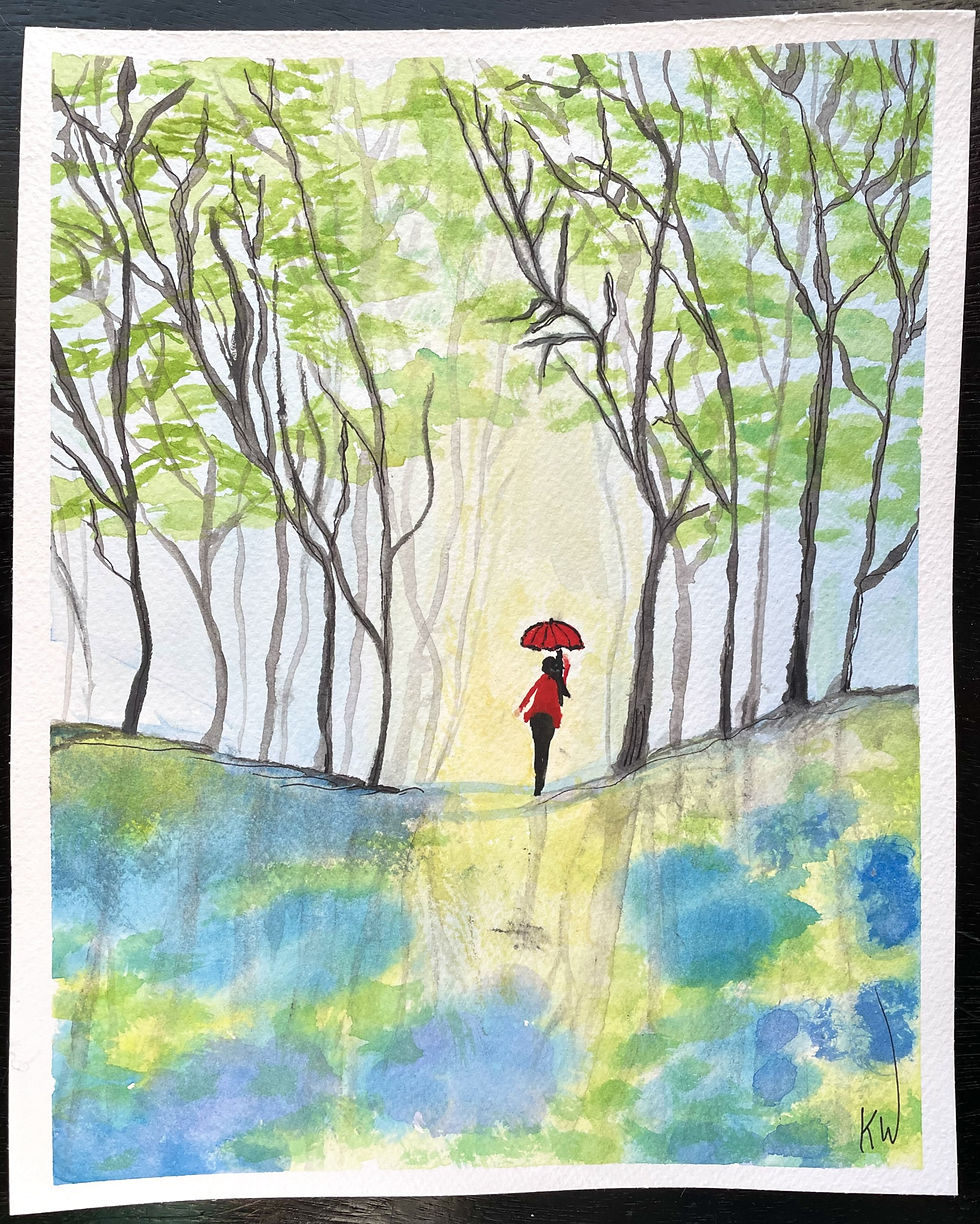 Woodland Glade, Lady In Red