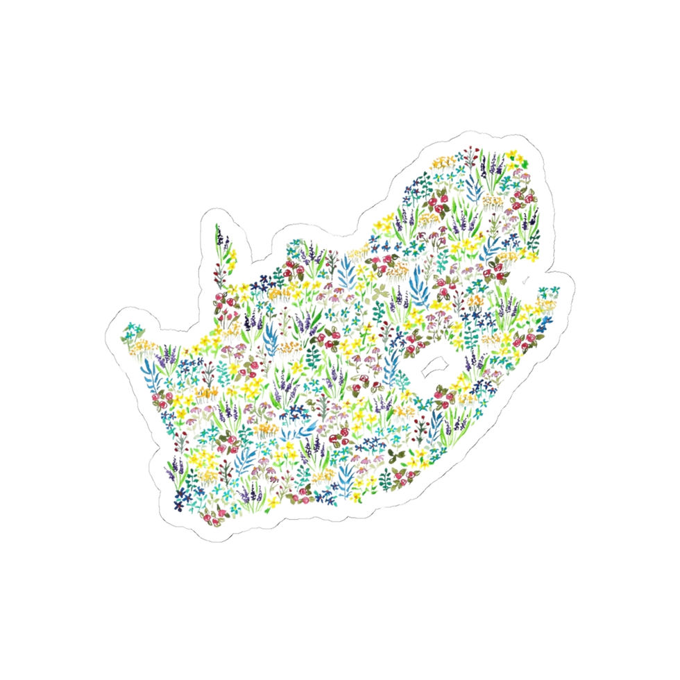 Thumbnail: South Africa Floral Map Sticker — Kiss-Cut Decorative Laptop Decal
