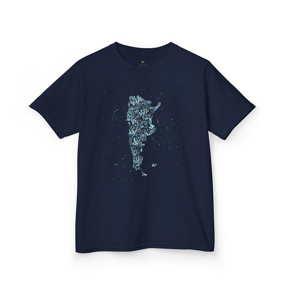 Thumbnail: Argentina in watercolour blue flowers - Kids Tee 