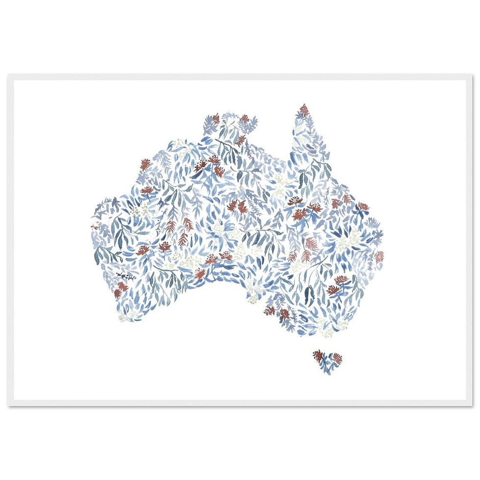 Thumbnail: Watercolour Australia Map Art – Floral Print, Citizenship Gift