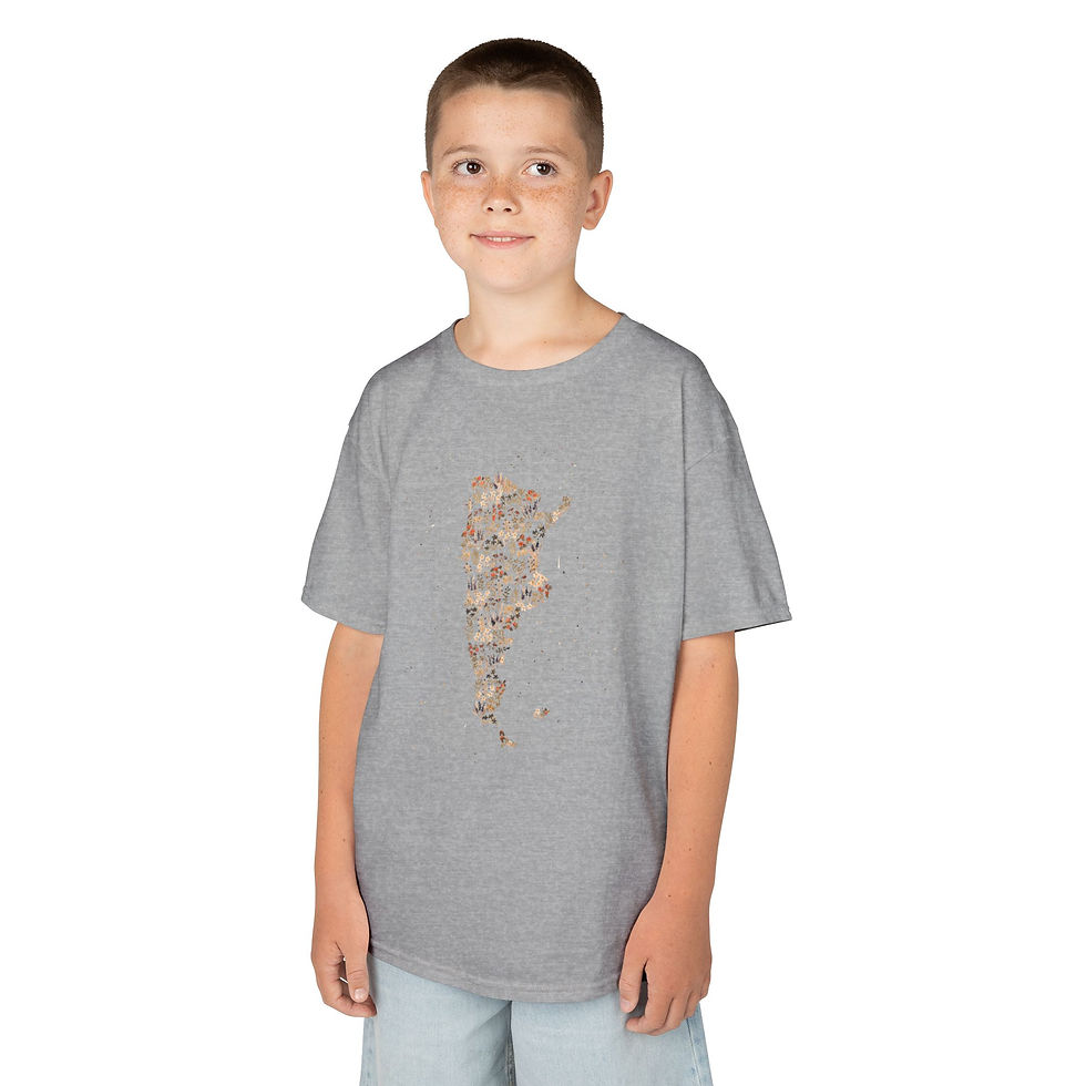Thumbnail: Argentina in watercolour brown flowers - Kids Tee 