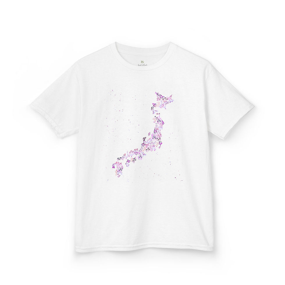 Thumbnail: Japan in watercolour pink flowers - Kids Tee 