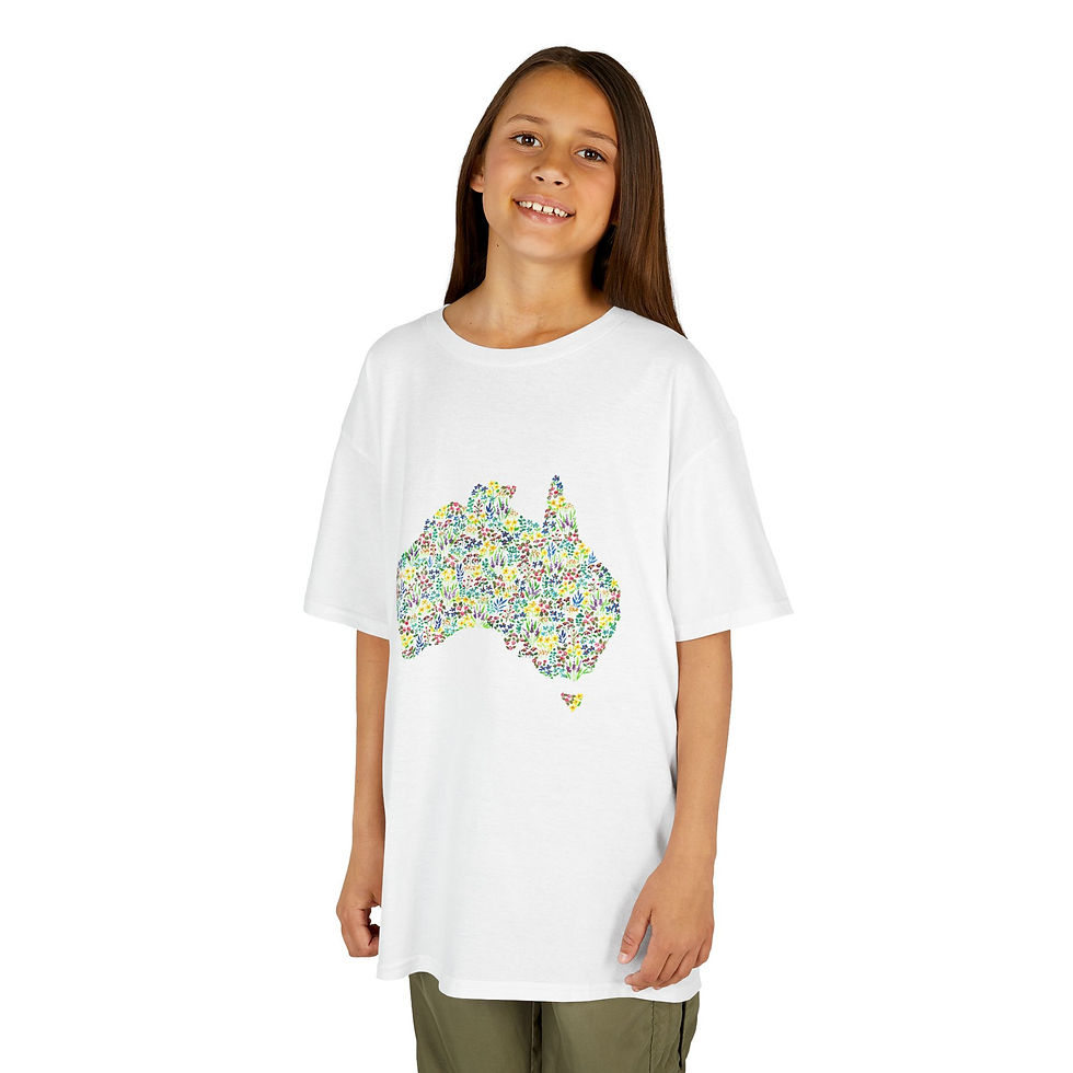 Thumbnail: Australia Floral Watercolor Kids Tee — Flower Map Kids T-Shirt