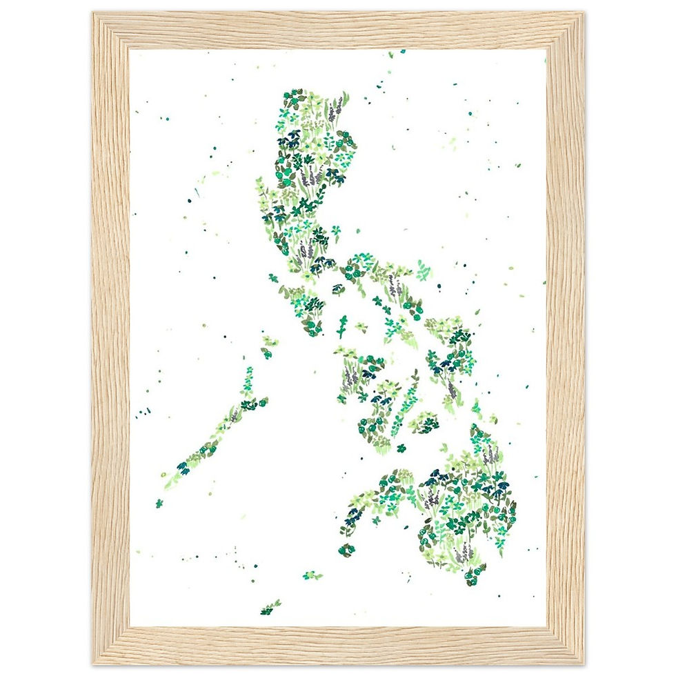 Thumbnail: Watercolor Philippines Map Framed Poster - Custom Flower Design