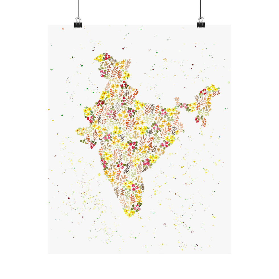 Thumbnail: India Watercolour Map - Matte Vertical Print