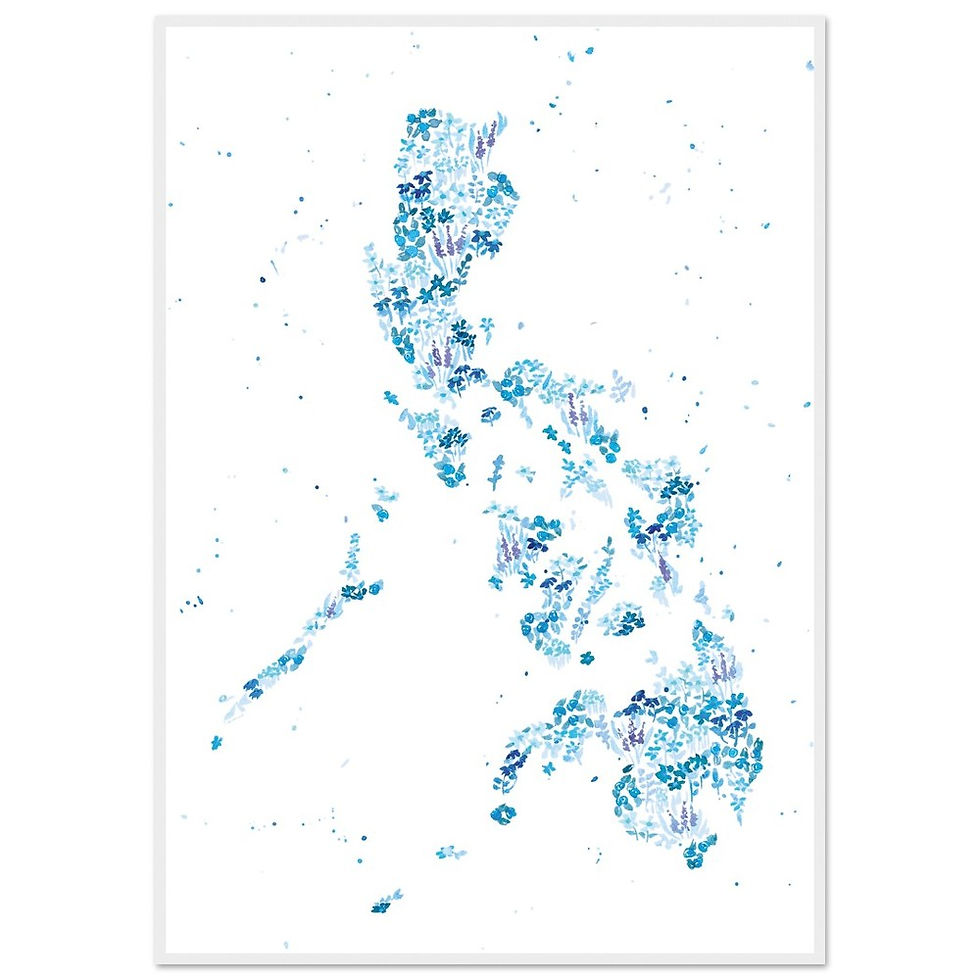 Thumbnail: Watercolor Philippines Map Framed Poster - Custom Flower Design
