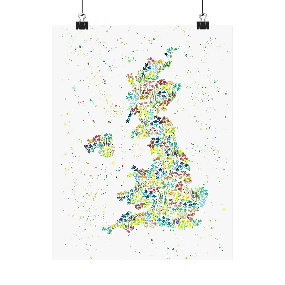 Thumbnail: UK Watercolour Map - Matte Vertical Print